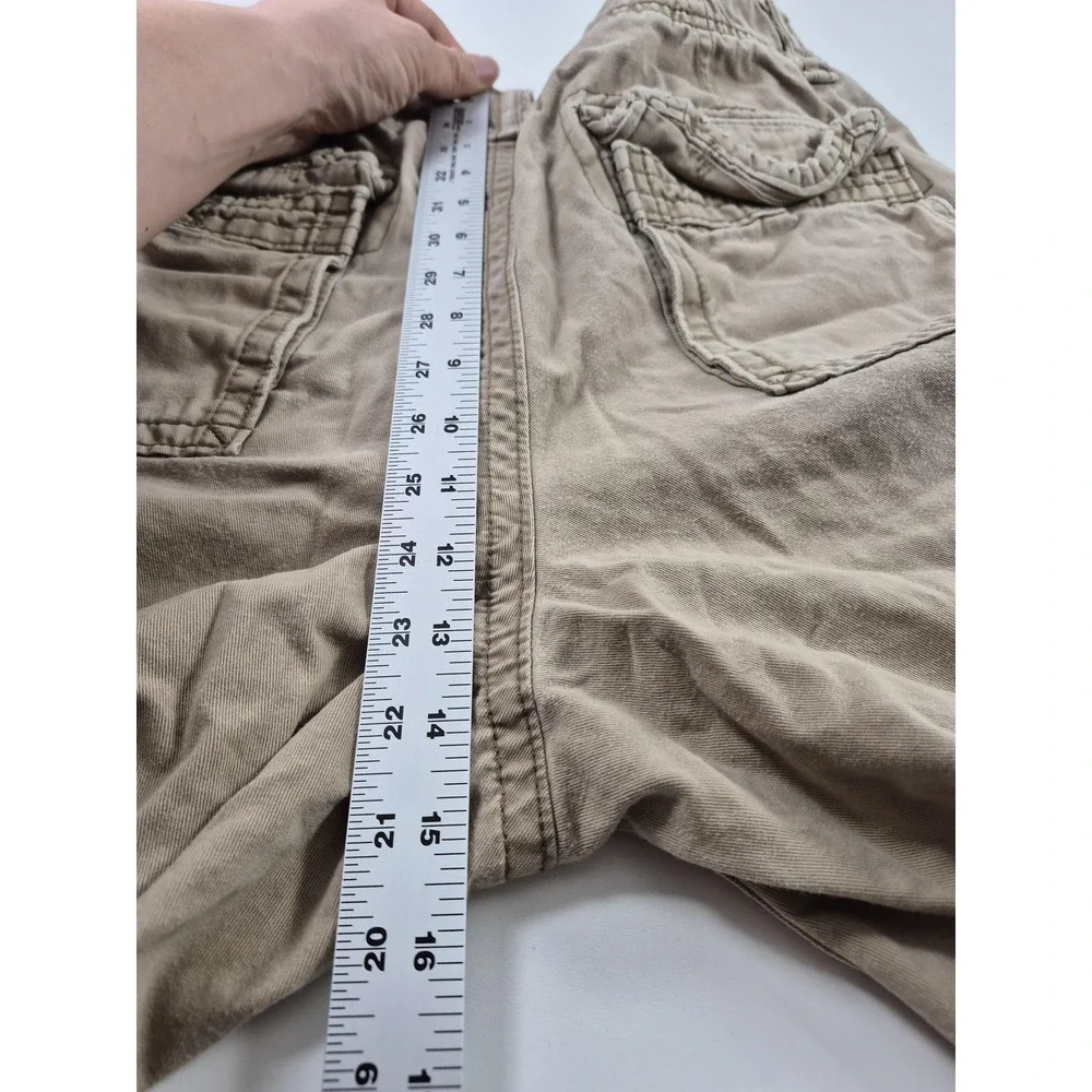 Y2K Hollister Cargo Shorts Mens 31 Beige Cotton Button Fly Pockets Casual
